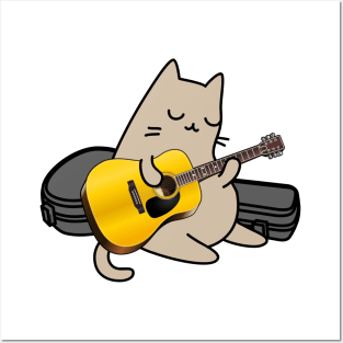 Street Cat performer playing acoustic guitar Posters and Art